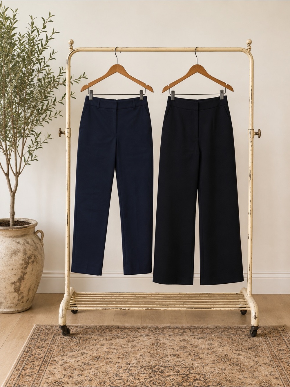 Topshop Tailored Ankle Pants — Navy & Black